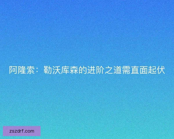 阿隆索：勒沃库森的进阶之道需直面起伏